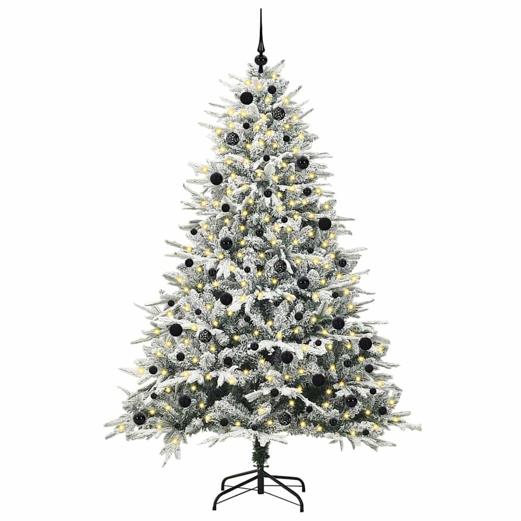 Albero di Natale Artificiale Pre-illuminato con Set di Palline