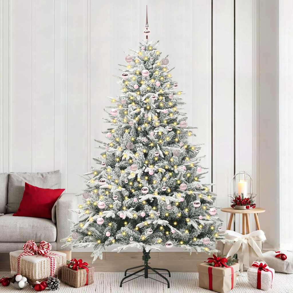 Albero di Natale Artificiale Pre-illuminato con Set di Palline
