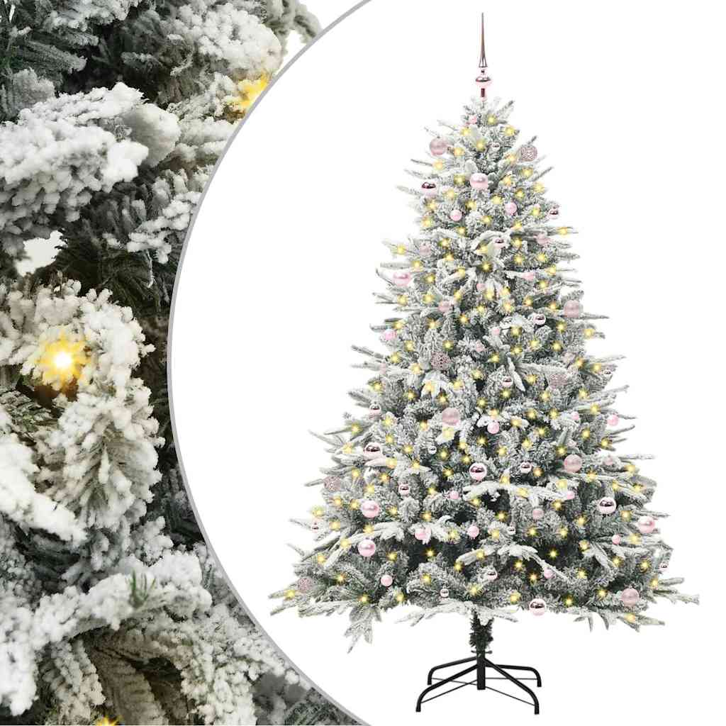 Albero di Natale Artificiale Pre-illuminato con Set di Palline