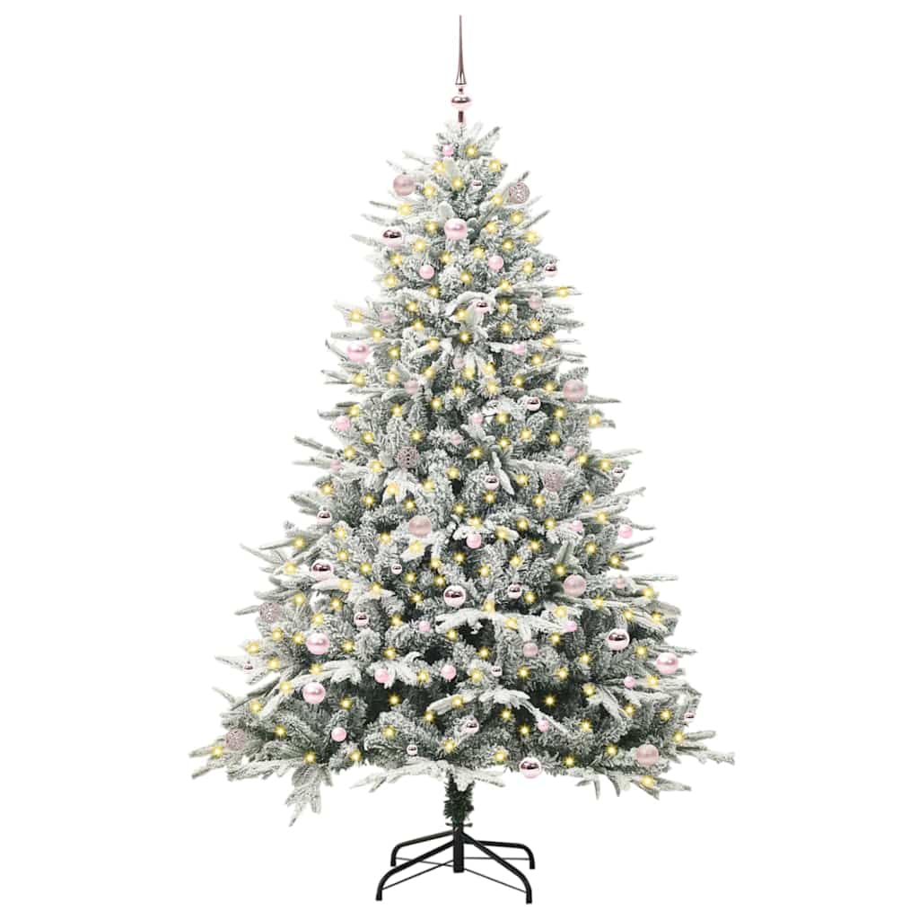 Albero di Natale Artificiale Pre-illuminato con Set di Palline