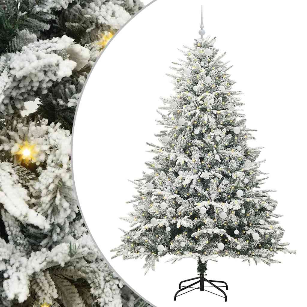 Albero di Natale Artificiale Pre-illuminato con Set di Palline