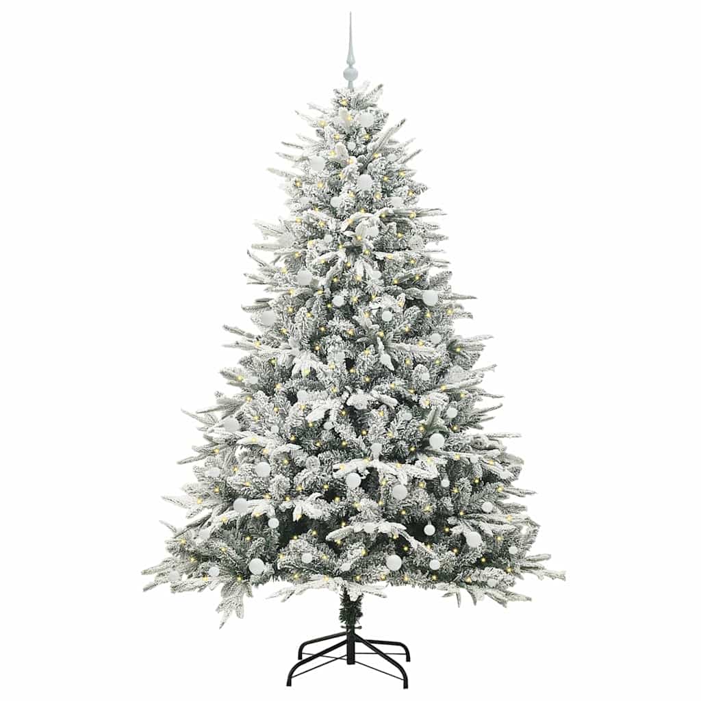 Albero di Natale Artificiale Pre-illuminato con Set di Palline