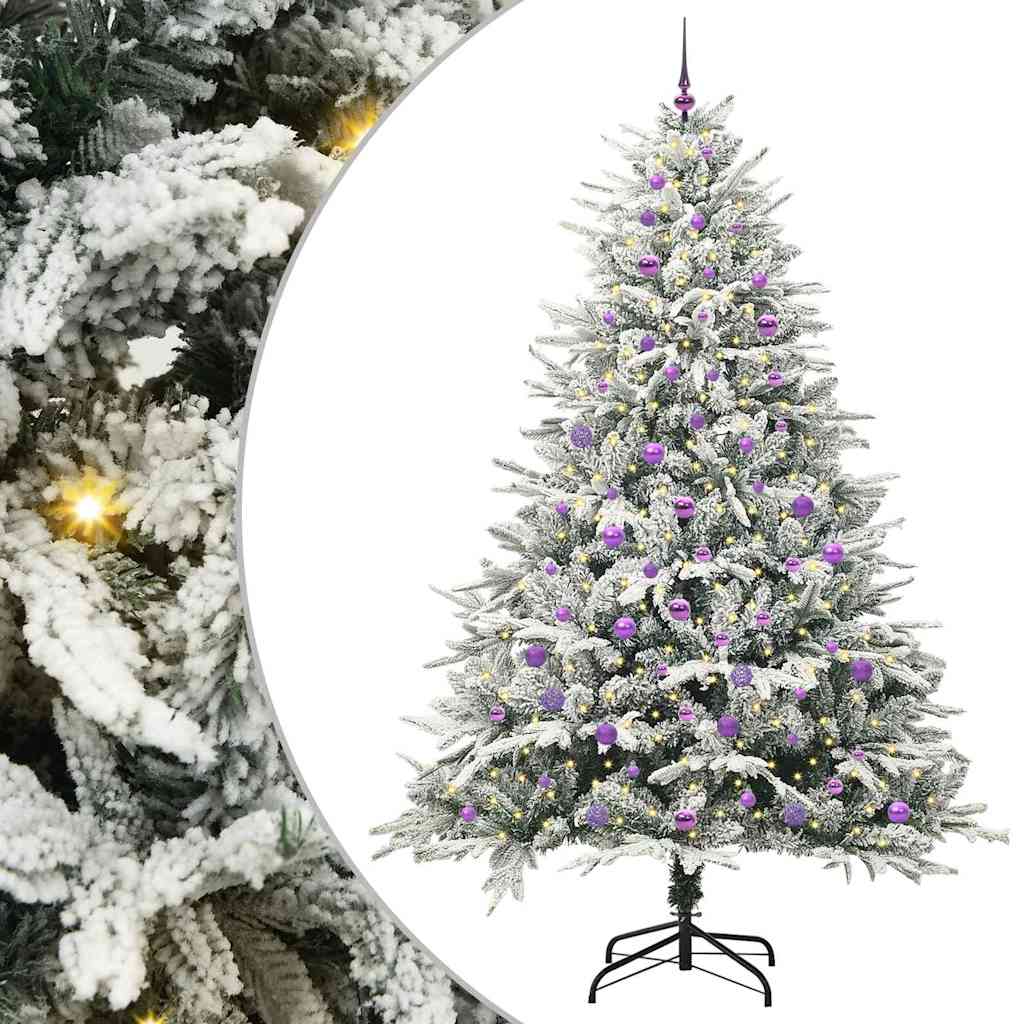 Albero di Natale Artificiale Pre-illuminato con Set di Palline