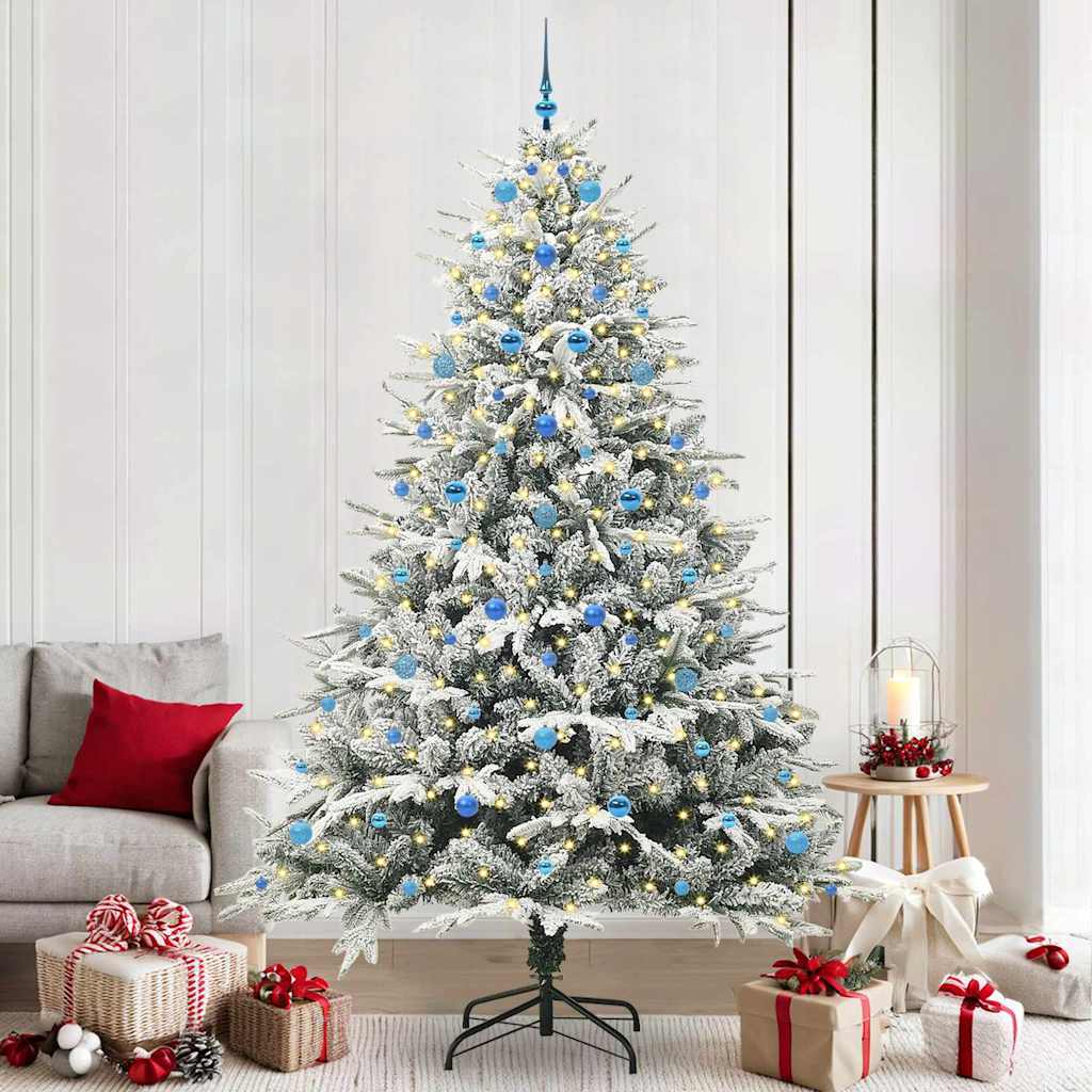 Albero di Natale Artificiale Pre-illuminato con Set di Palline