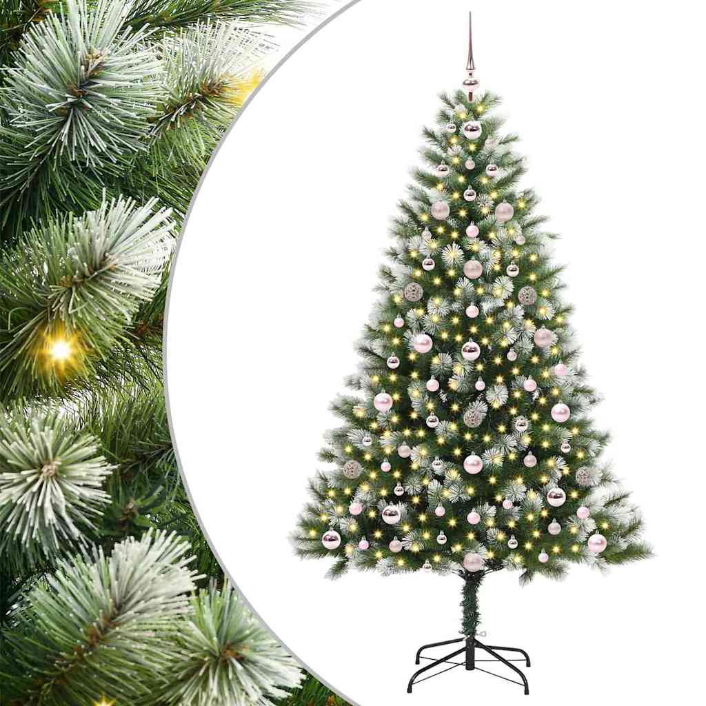 Albero di Natale artificiale con rami snodati e neve imbiancata