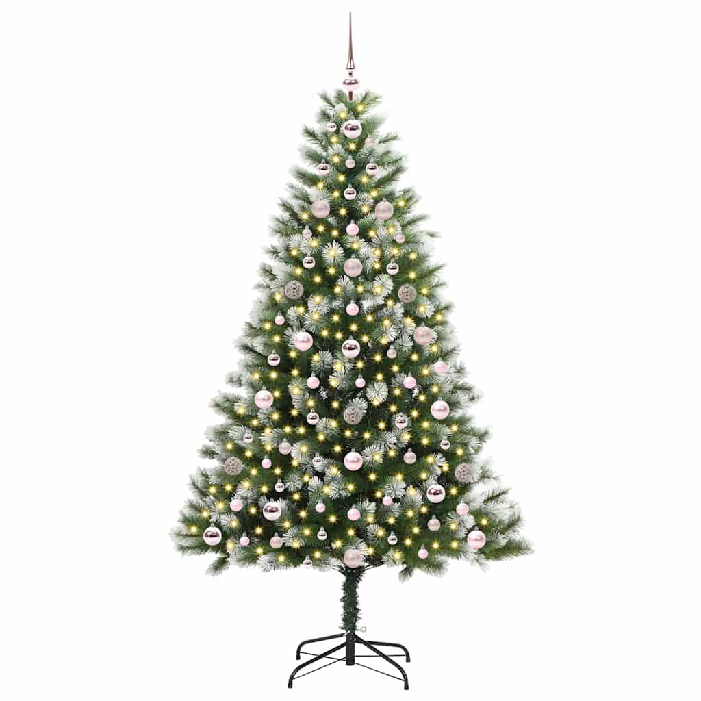 Albero di Natale artificiale con rami snodati e neve imbiancata