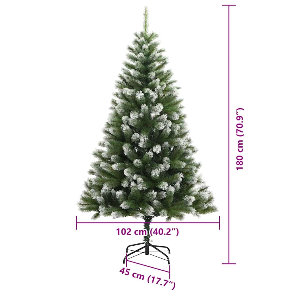 Albero di Natale artificiale con rami snodati e neve imbiancata