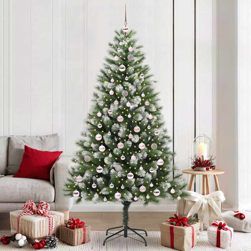 Albero di Natale artificiale con rami snodati e neve imbiancata