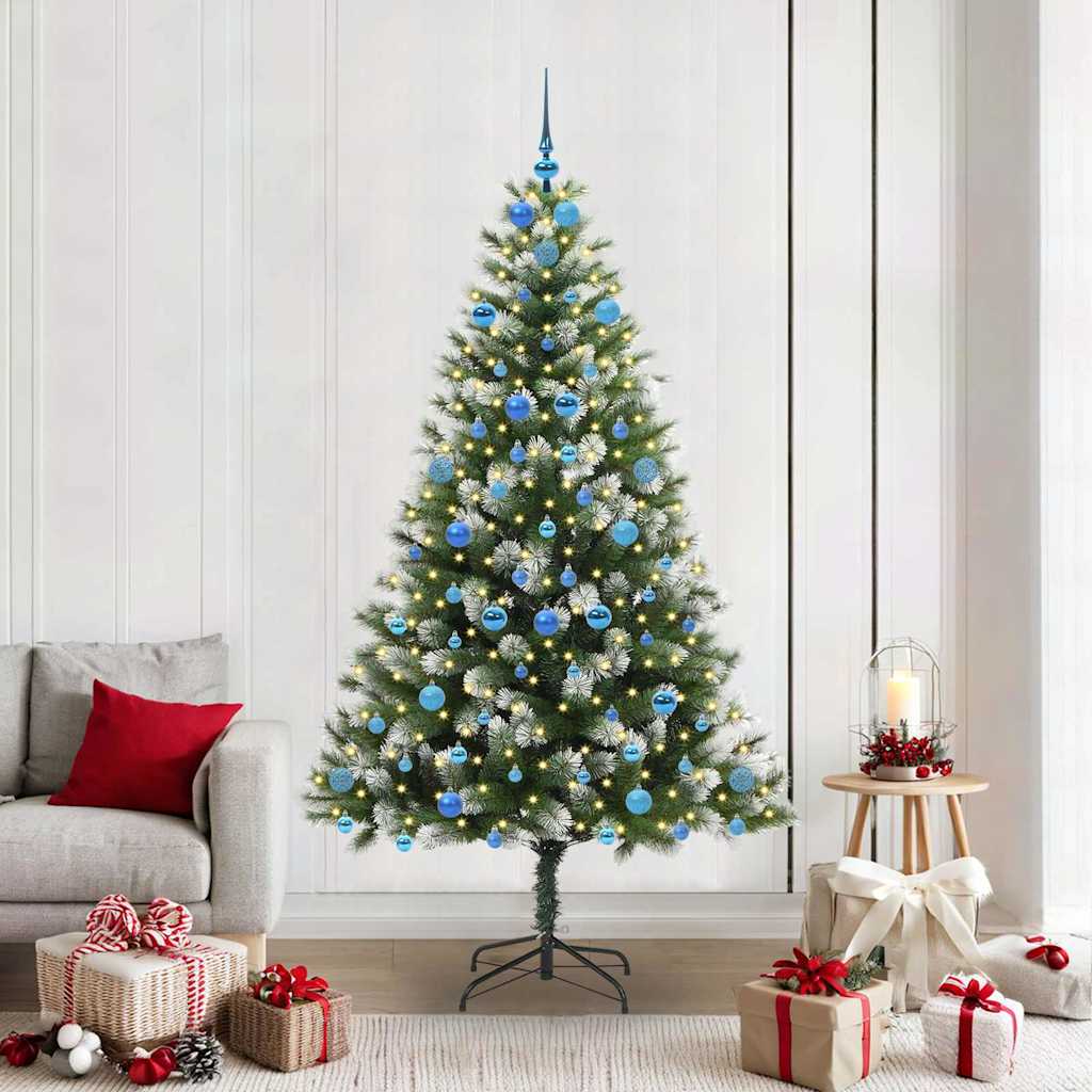 Albero di Natale artificiale con rami snodati e neve imbiancata