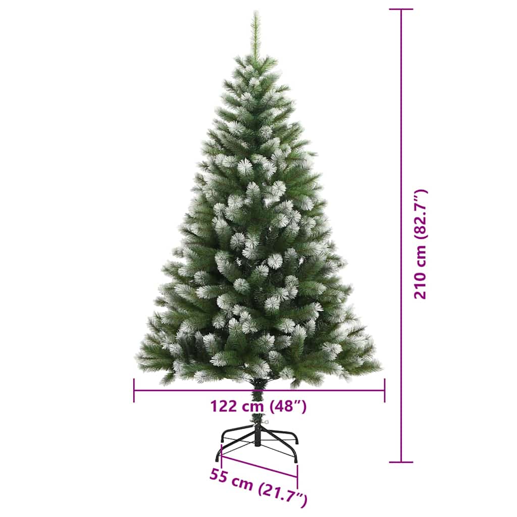 Albero di Natale artificiale con rami snodati e neve imbiancata