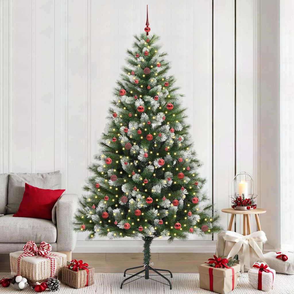 Albero di Natale artificiale con rami snodati e neve imbiancata