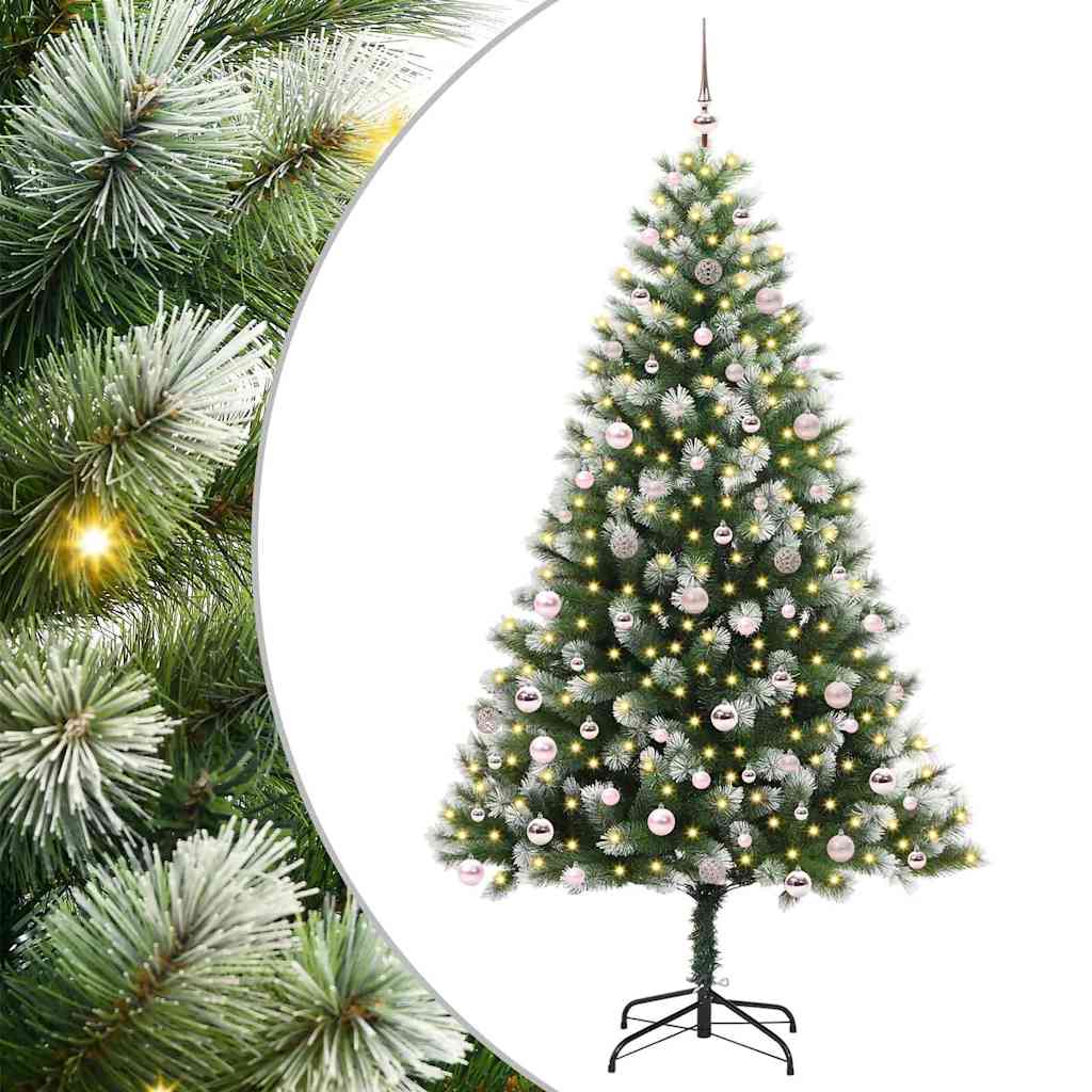 Albero di Natale artificiale con rami snodati e neve imbiancata