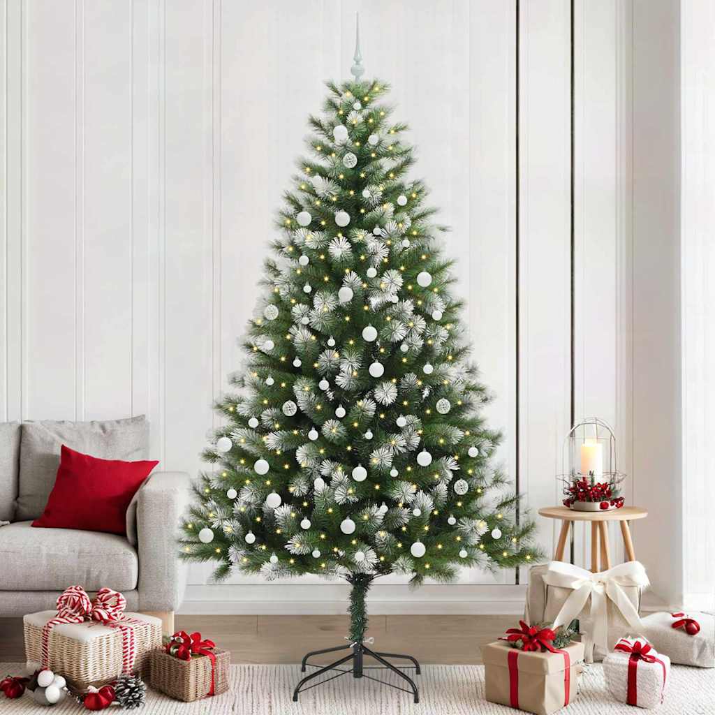 Albero di Natale artificiale con rami snodati e neve imbiancata