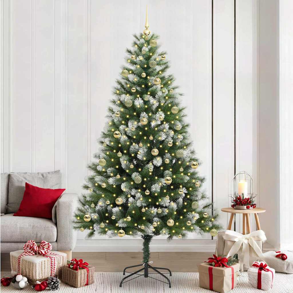 Albero di Natale artificiale con rami snodati e neve imbiancata