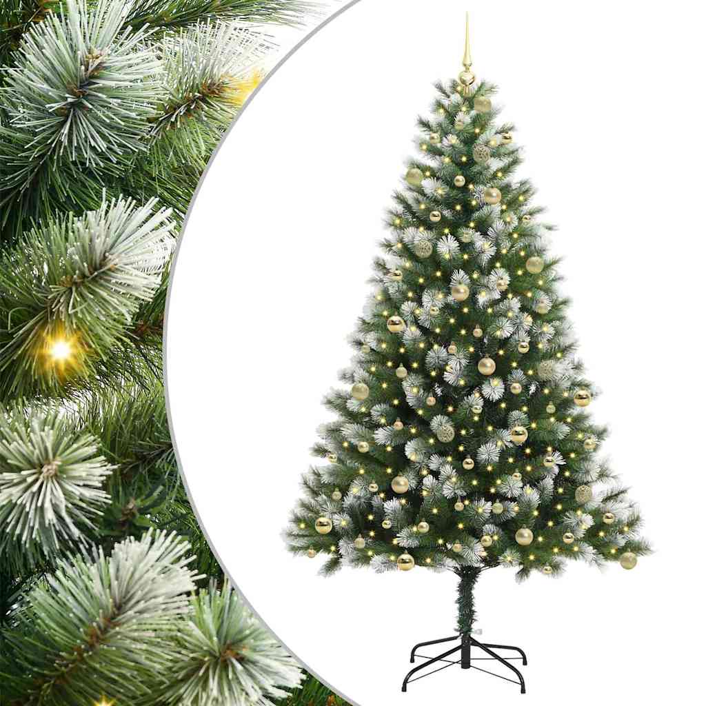 Albero di Natale artificiale con rami snodati e neve imbiancata