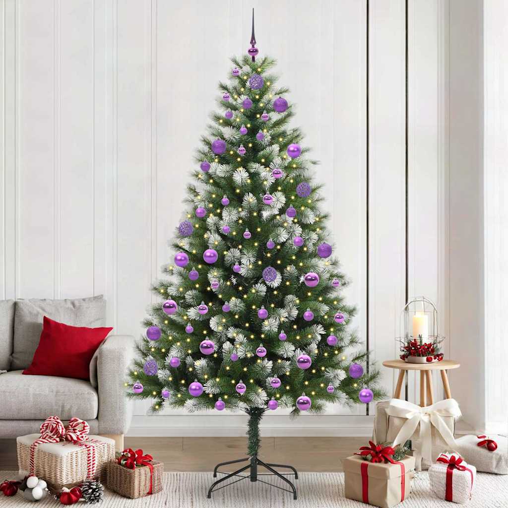 Albero di Natale artificiale con rami snodati e neve imbiancata
