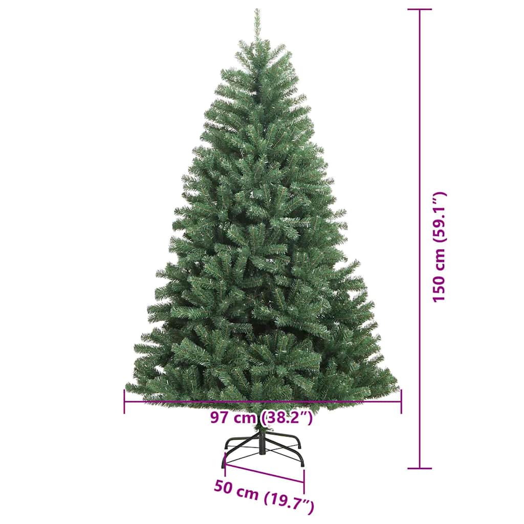 Albero di Natale Artificiale con Rami Pieghevoli Verde 150 cm