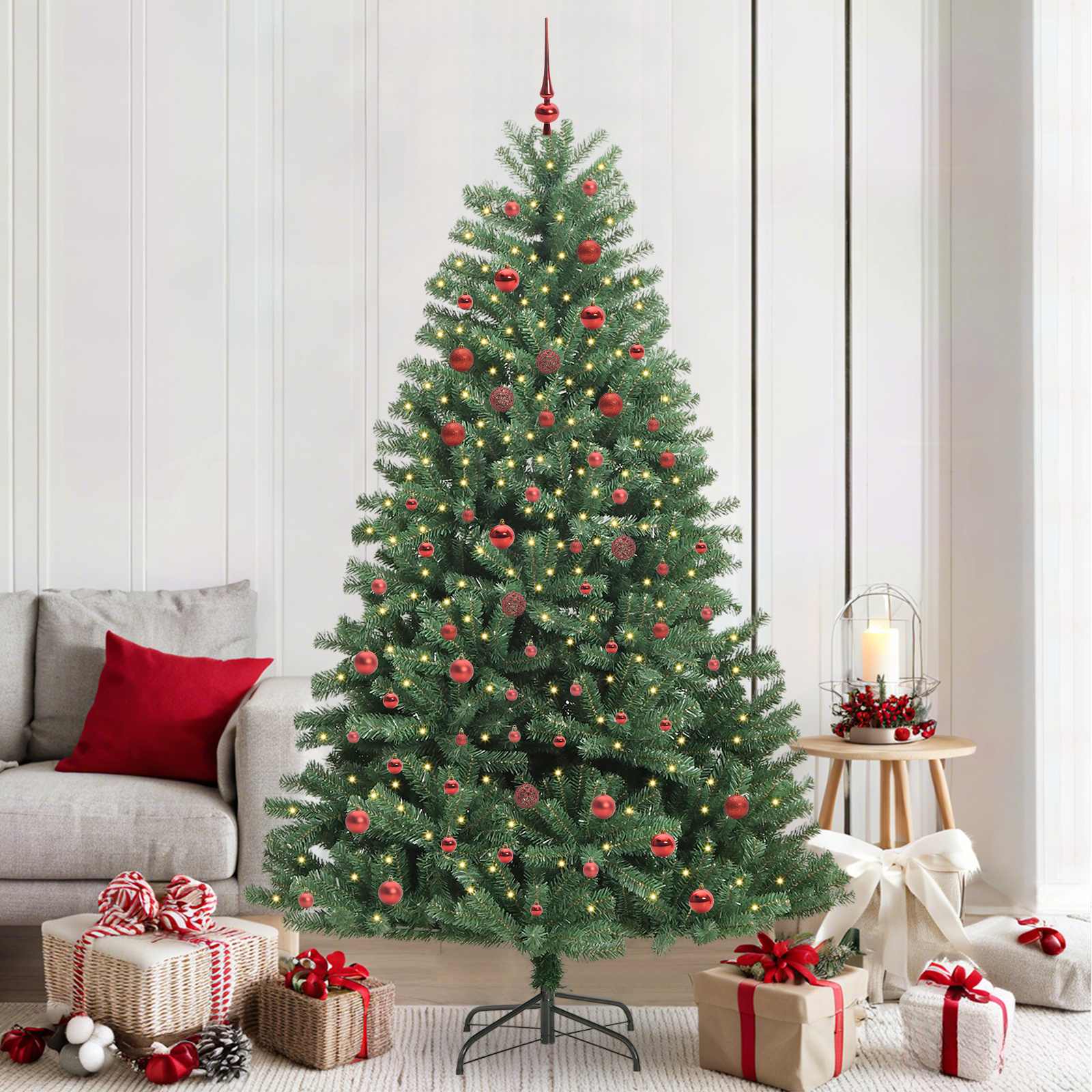 Albero di Natale Artificiale con Rami Pieghevoli Verde 210 cm