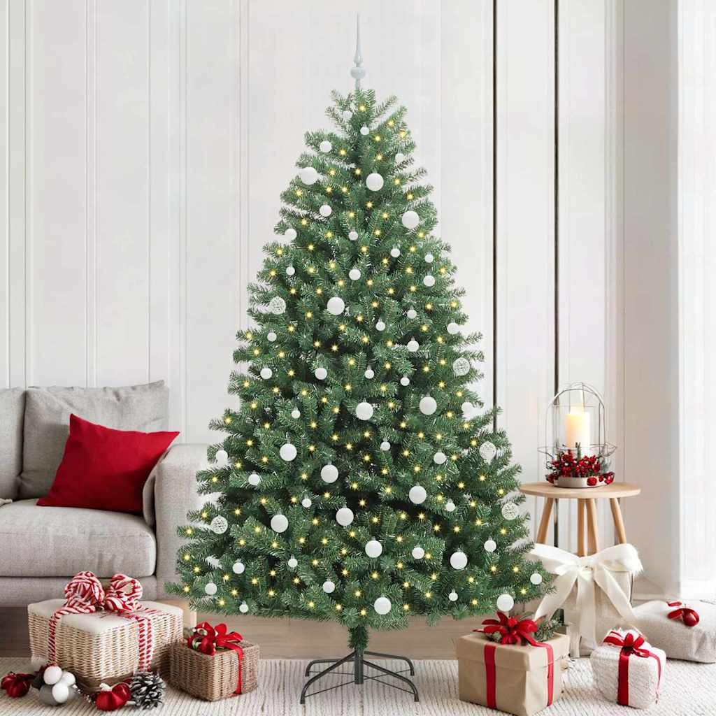 Albero di Natale Artificiale con Rami Pieghevoli Verde 210 cm