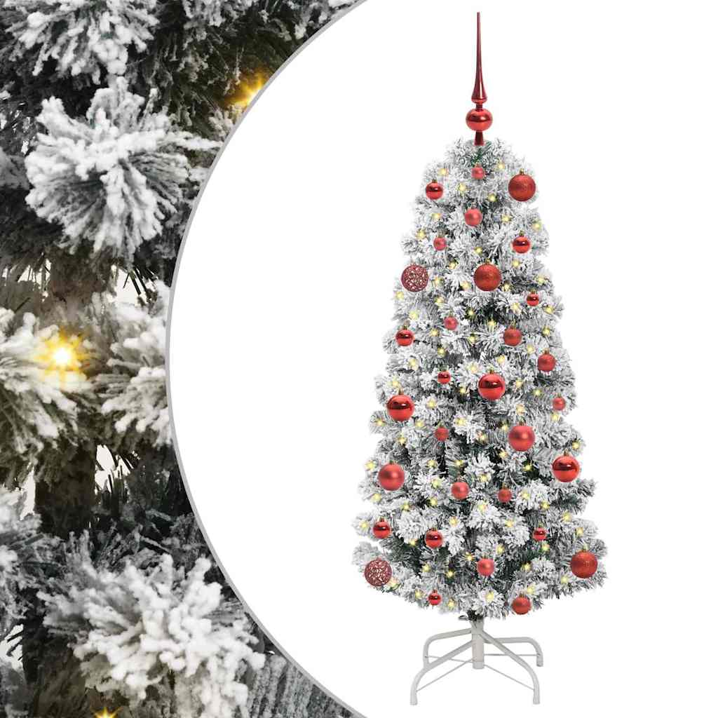 Albero di Natale Artificiale con Rami Pieghevoli Verde e Bianco