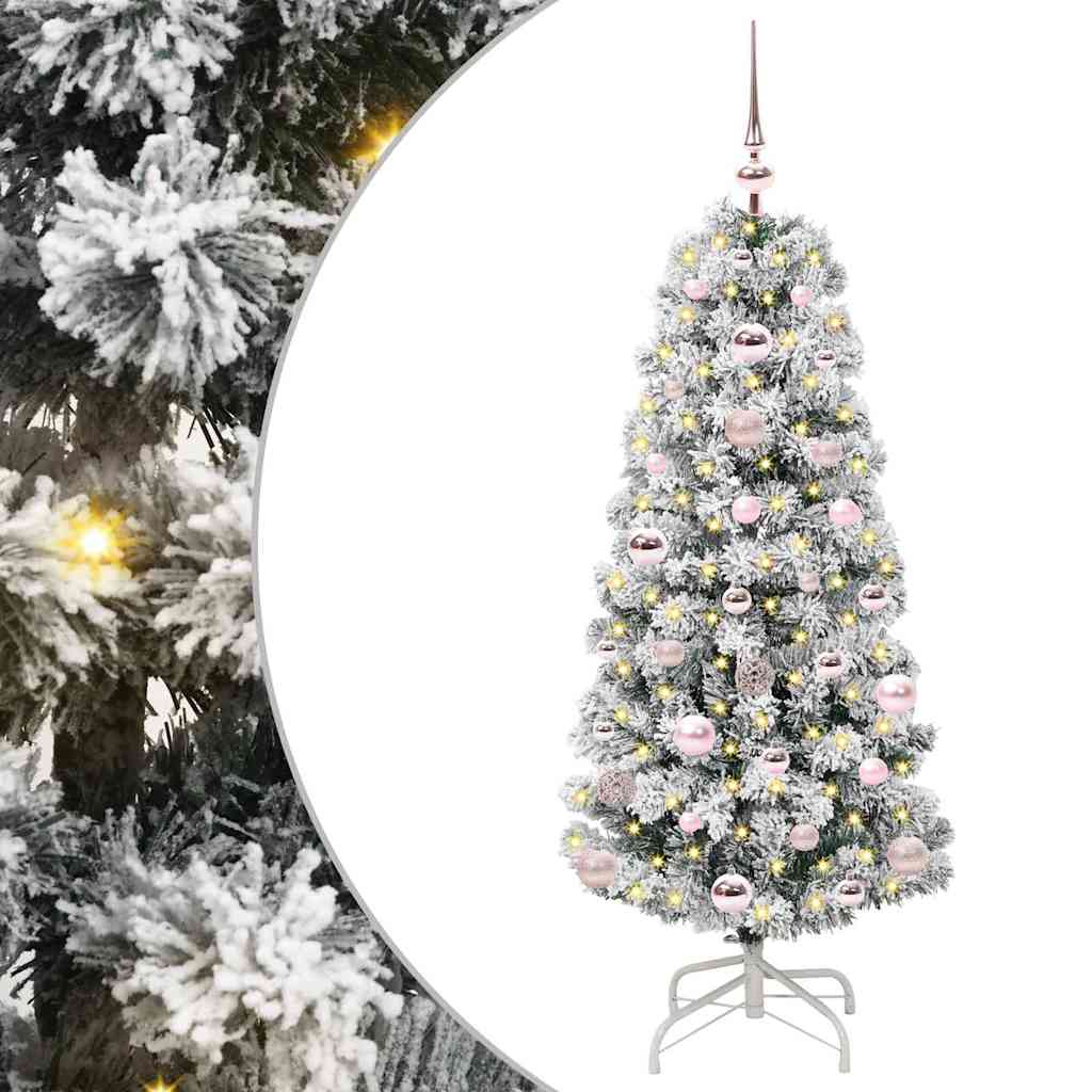 Albero di Natale Artificiale con Rami Pieghevoli Verde e Bianco