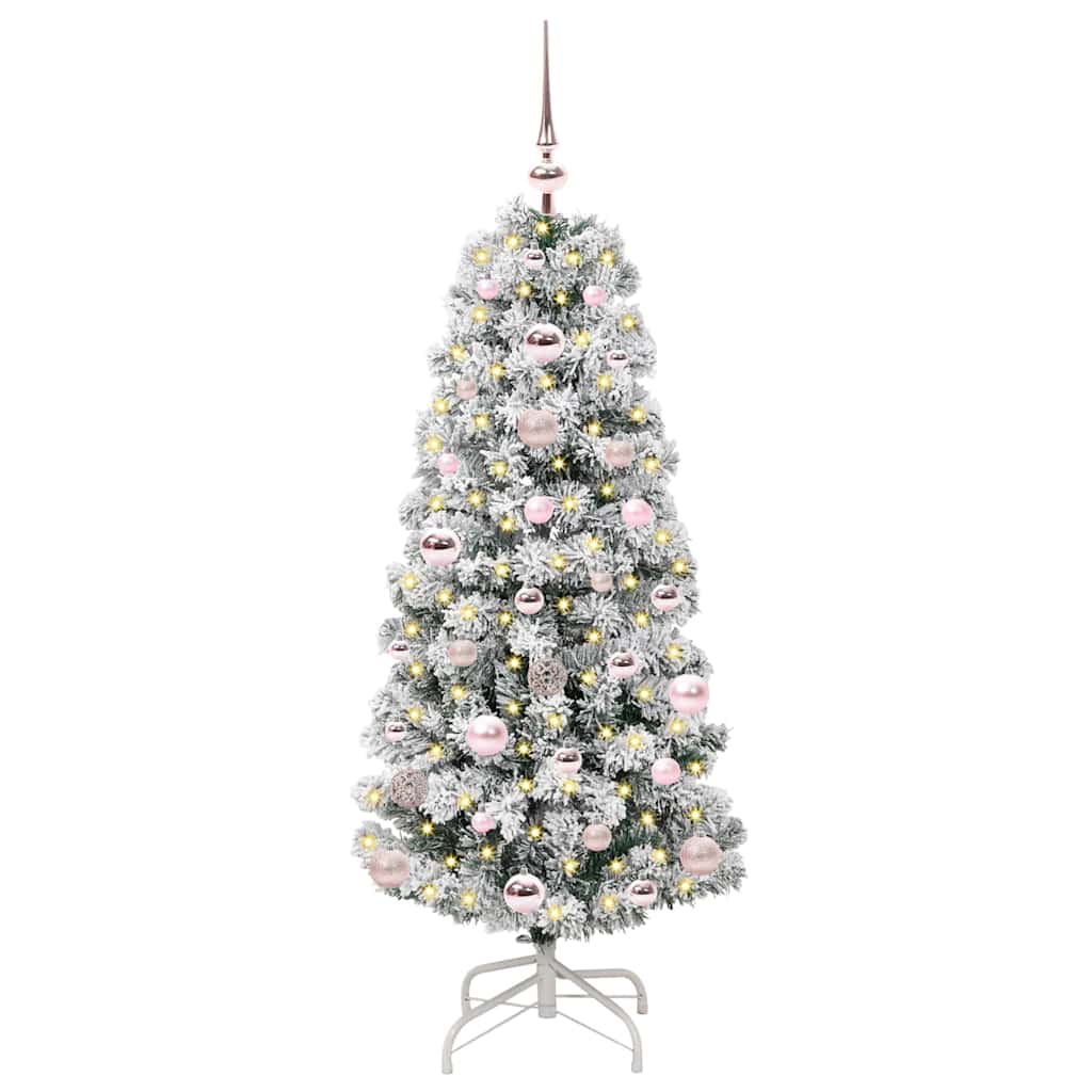 Albero di Natale Artificiale con Rami Pieghevoli Verde e Bianco