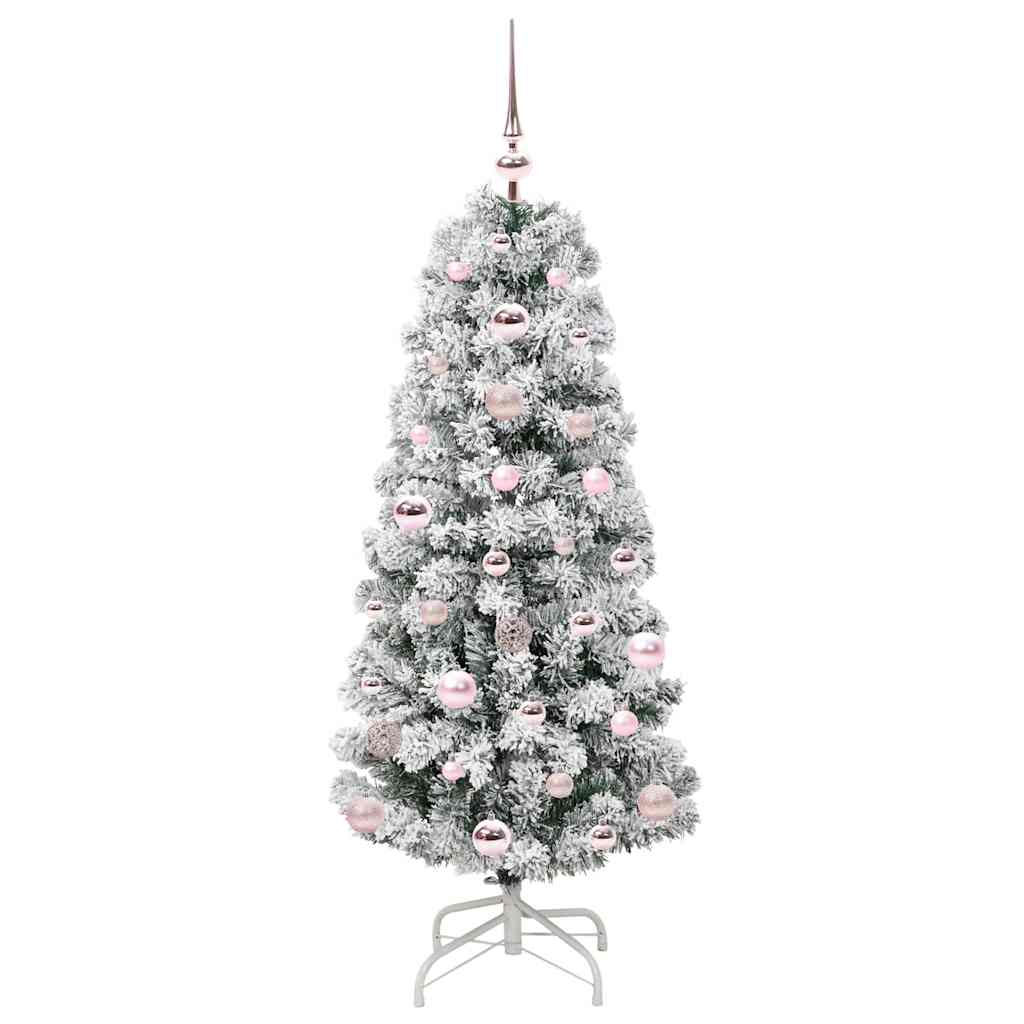 Albero di Natale Artificiale con Rami Pieghevoli Verde e Bianco