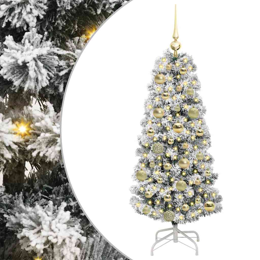 Albero di Natale Artificiale con Rami Pieghevoli Verde e Bianco