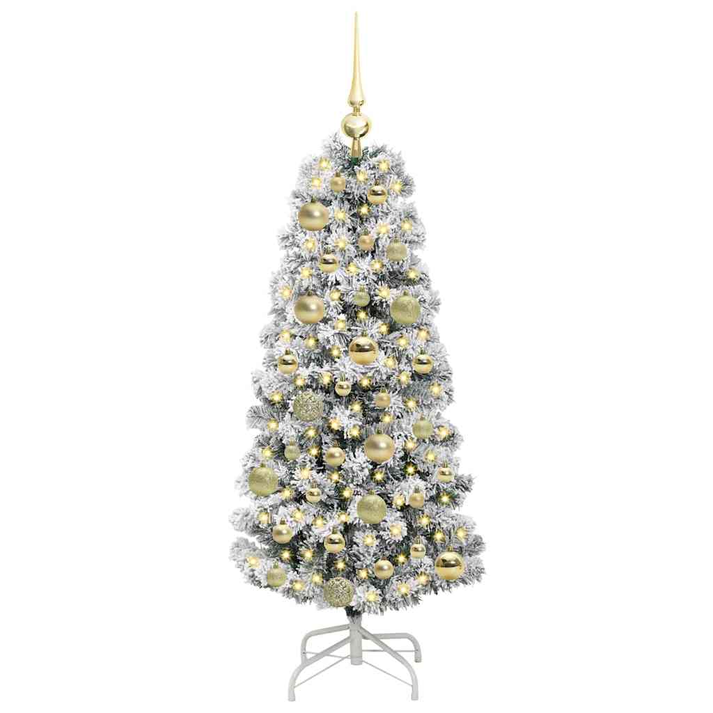 Albero di Natale Artificiale con Rami Pieghevoli Verde e Bianco