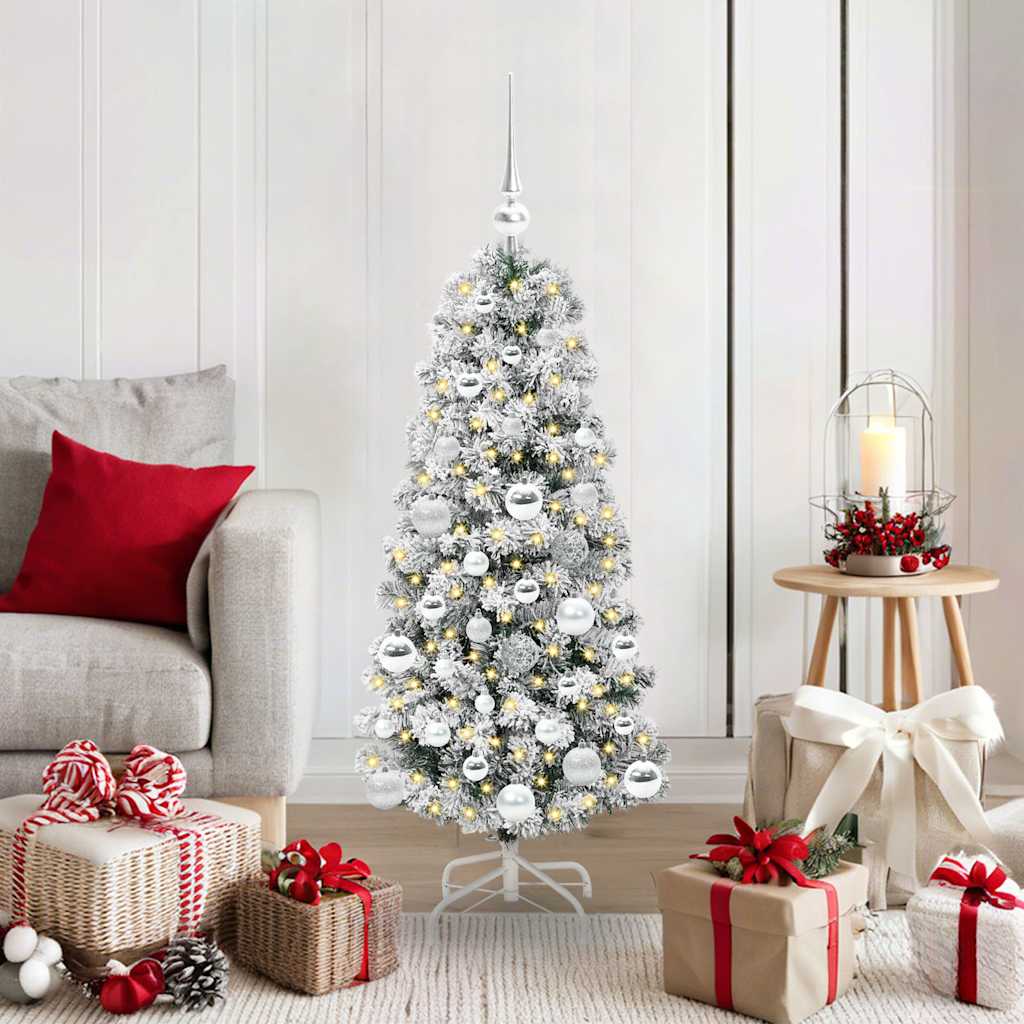 Albero di Natale Artificiale con Rami Pieghevoli Verde e Bianco