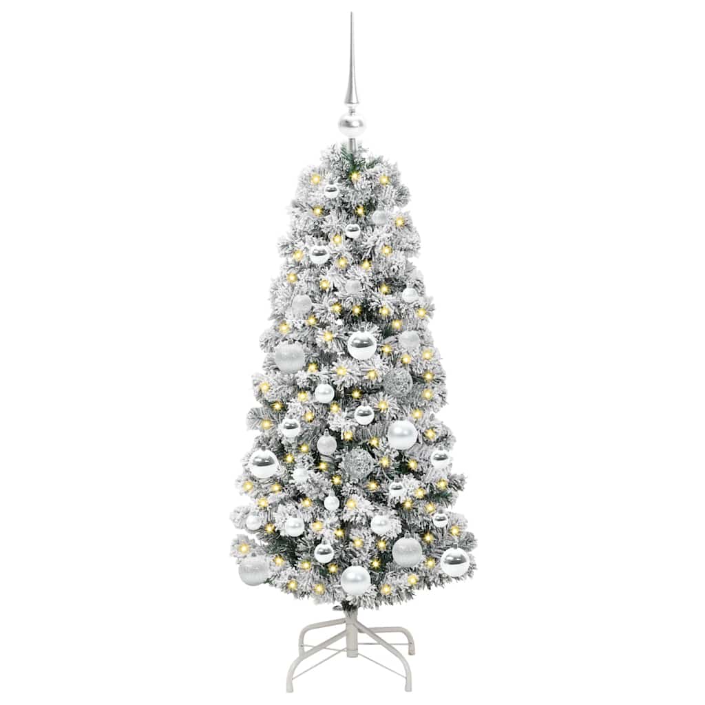 Albero di Natale Artificiale con Rami Pieghevoli Verde e Bianco