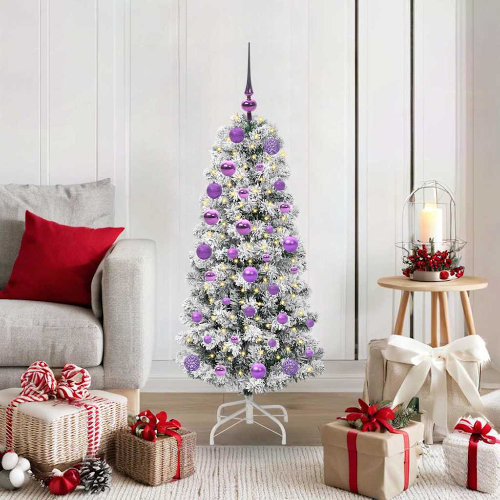 Albero di Natale Artificiale con Rami Pieghevoli Verde e Bianco