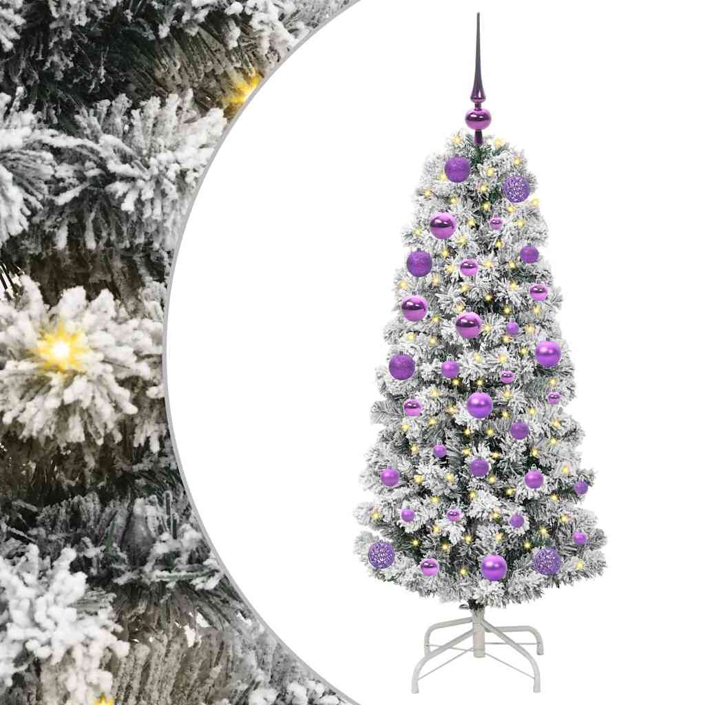 Albero di Natale Artificiale con Rami Pieghevoli Verde e Bianco
