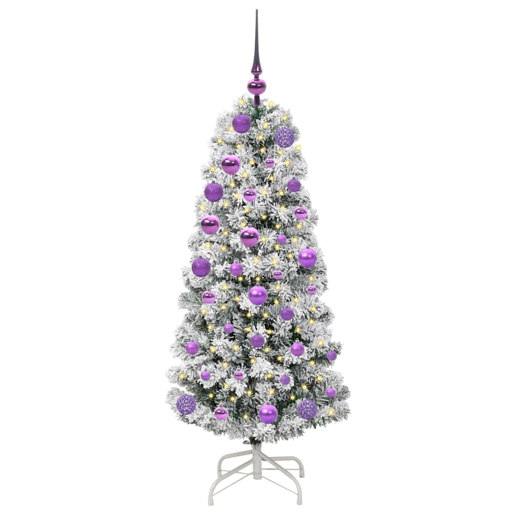 Albero di Natale Artificiale con Rami Pieghevoli Verde e Bianco