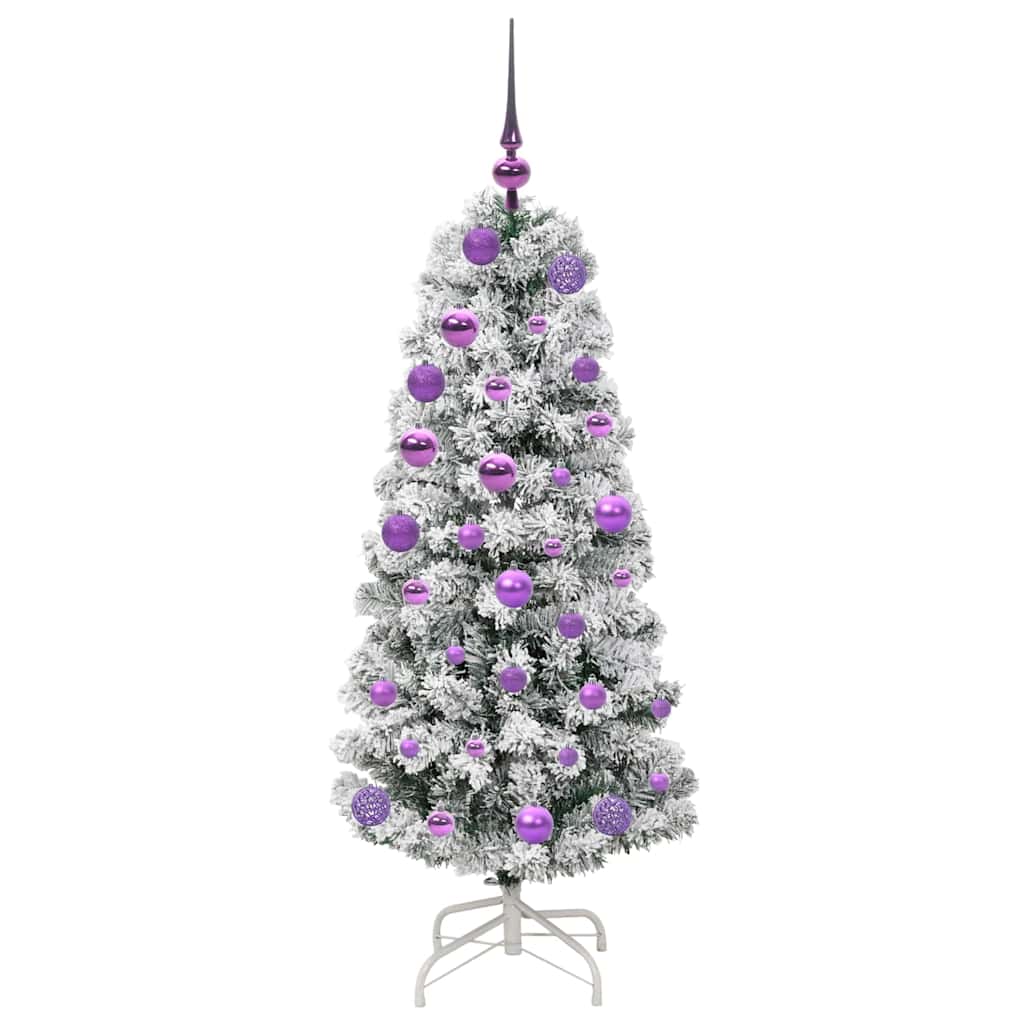 Albero di Natale Artificiale con Rami Pieghevoli Verde e Bianco