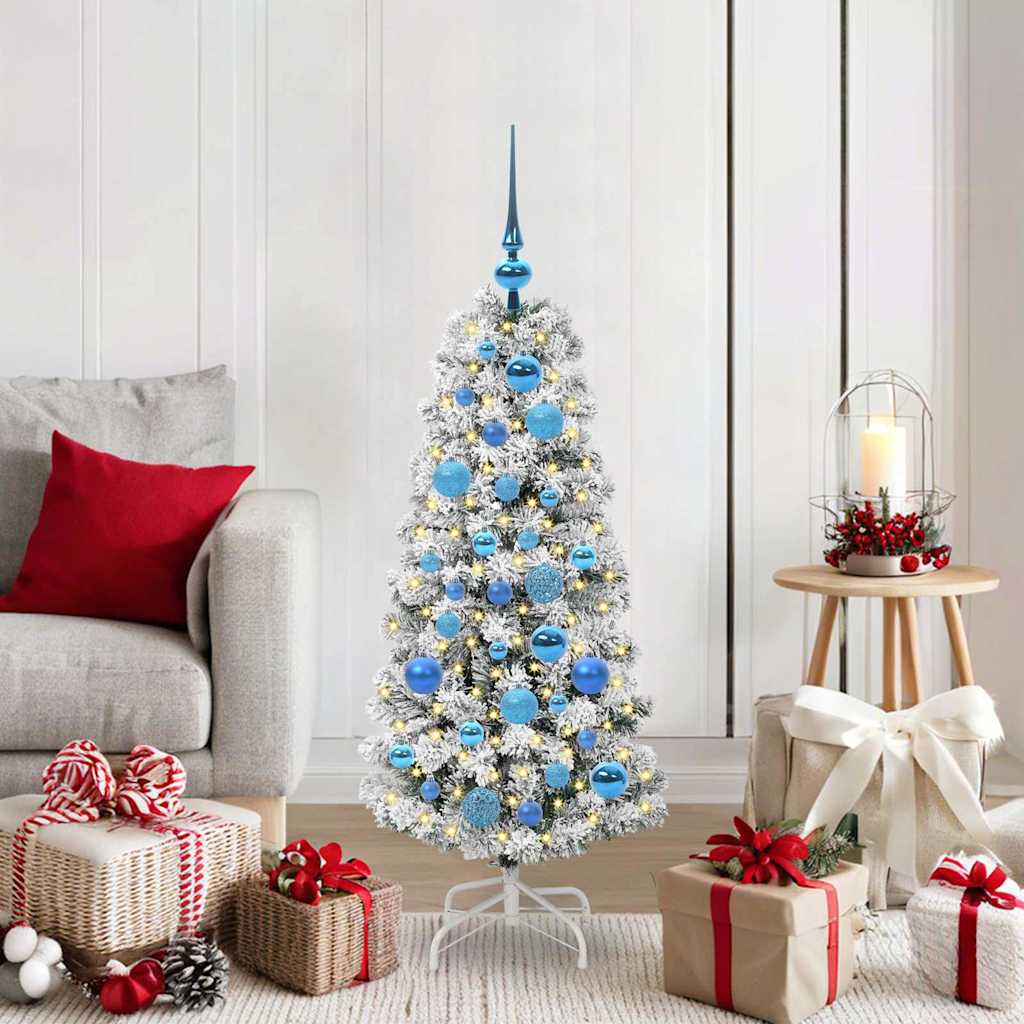 Albero di Natale Artificiale con Rami Pieghevoli Verde e Bianco