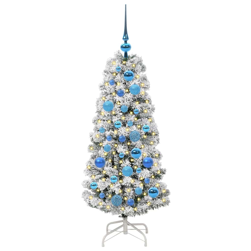 Albero di Natale Artificiale con Rami Pieghevoli Verde e Bianco