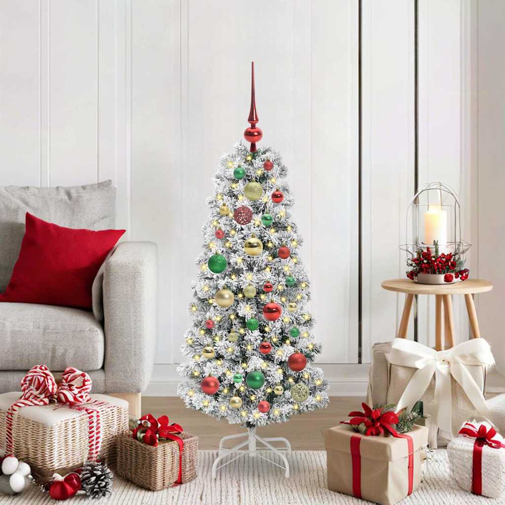 Albero di Natale Artificiale con Rami Pieghevoli Verde e Bianco