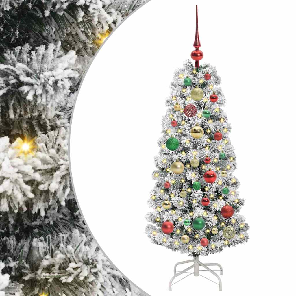 Albero di Natale Artificiale con Rami Pieghevoli Verde e Bianco