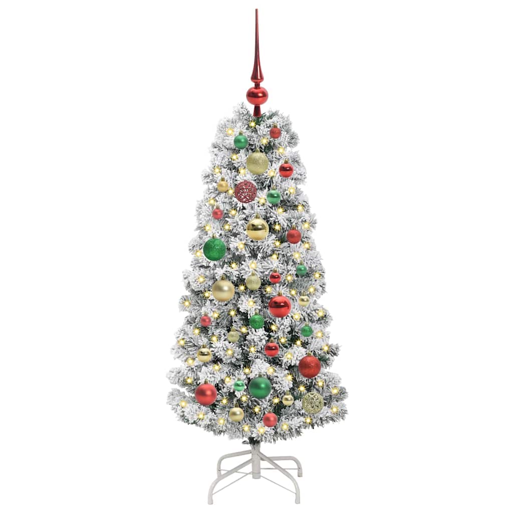 Albero di Natale Artificiale con Rami Pieghevoli Verde e Bianco
