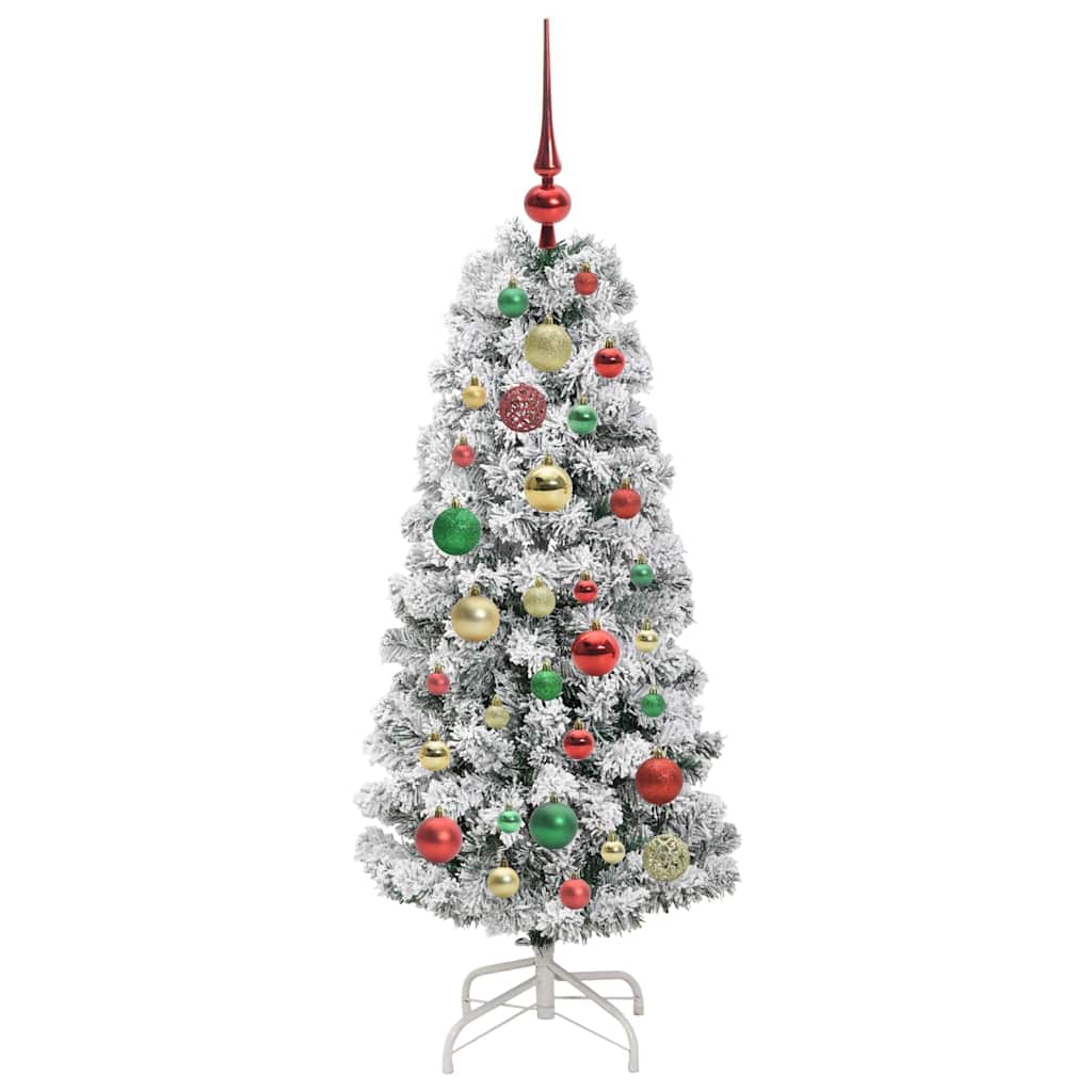 Albero di Natale Artificiale con Rami Pieghevoli Verde e Bianco