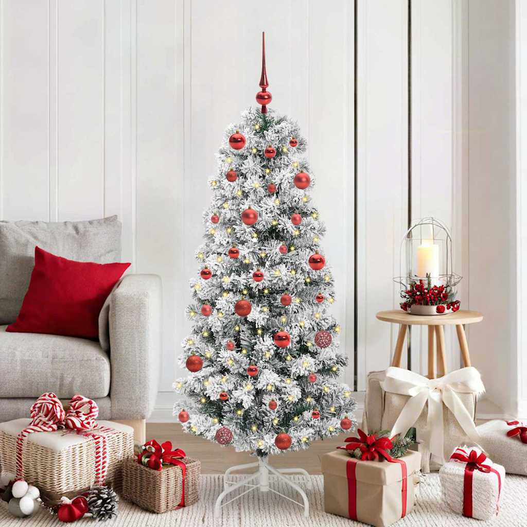 Albero di Natale Artificiale con Rami Pieghevoli Verde e Bianco