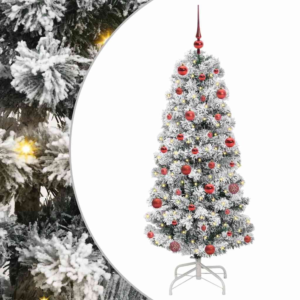 Albero di Natale Artificiale con Rami Pieghevoli Verde e Bianco