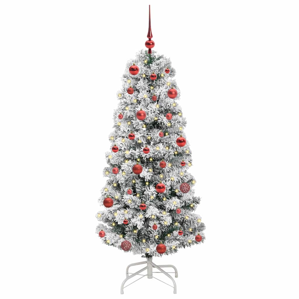 Albero di Natale Artificiale con Rami Pieghevoli Verde e Bianco