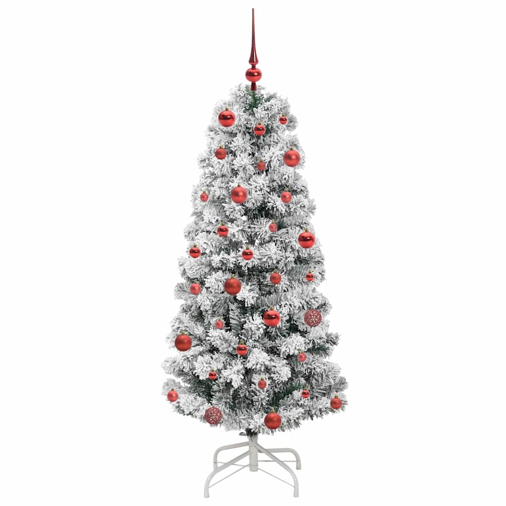 Albero di Natale Artificiale con Rami Pieghevoli Verde e Bianco