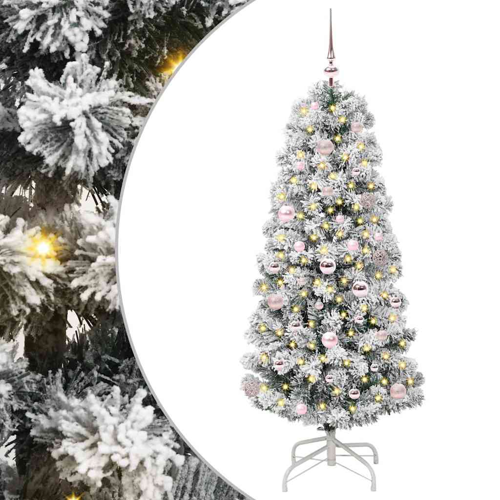 Albero di Natale Artificiale con Rami Pieghevoli Verde e Bianco