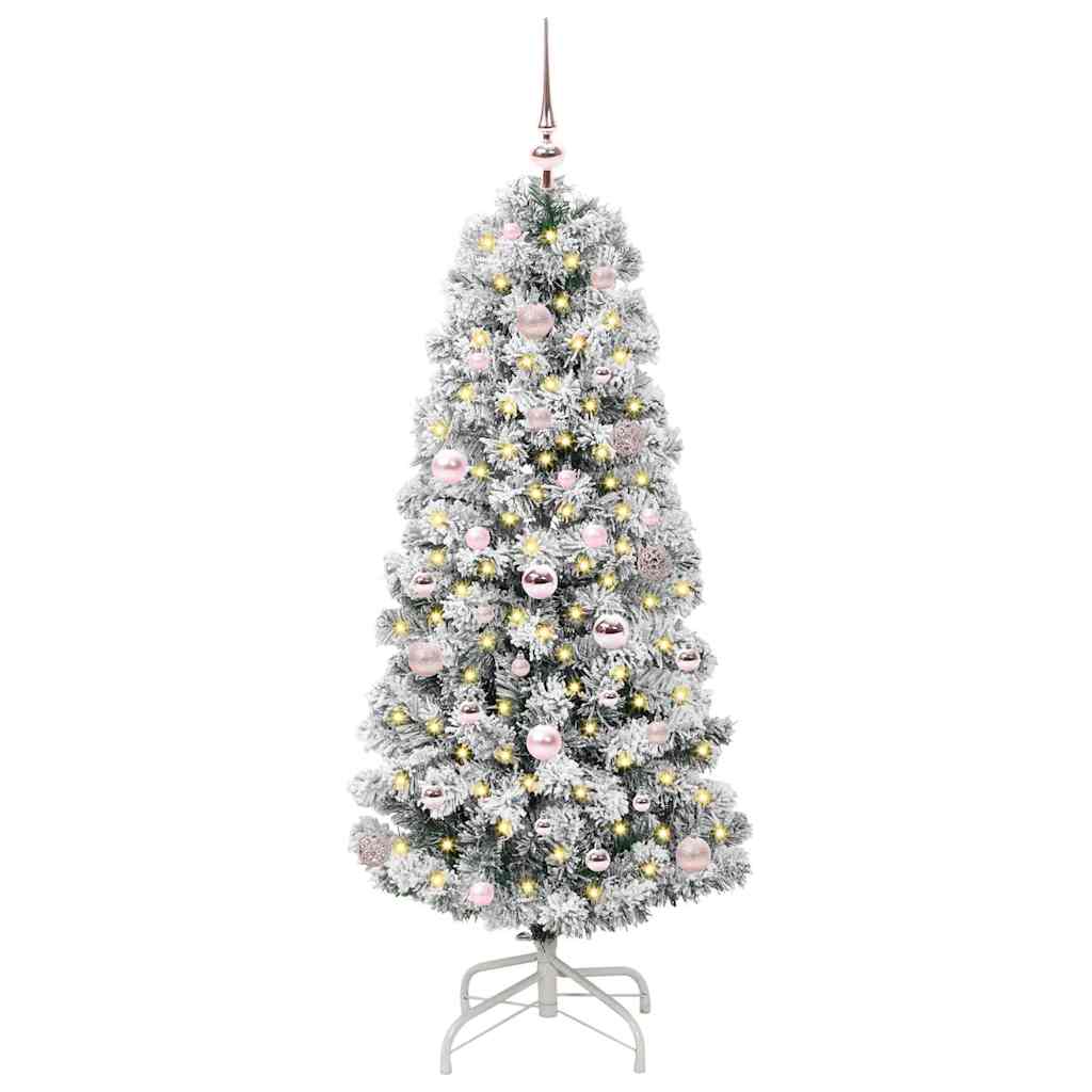 Albero di Natale Artificiale con Rami Pieghevoli Verde e Bianco