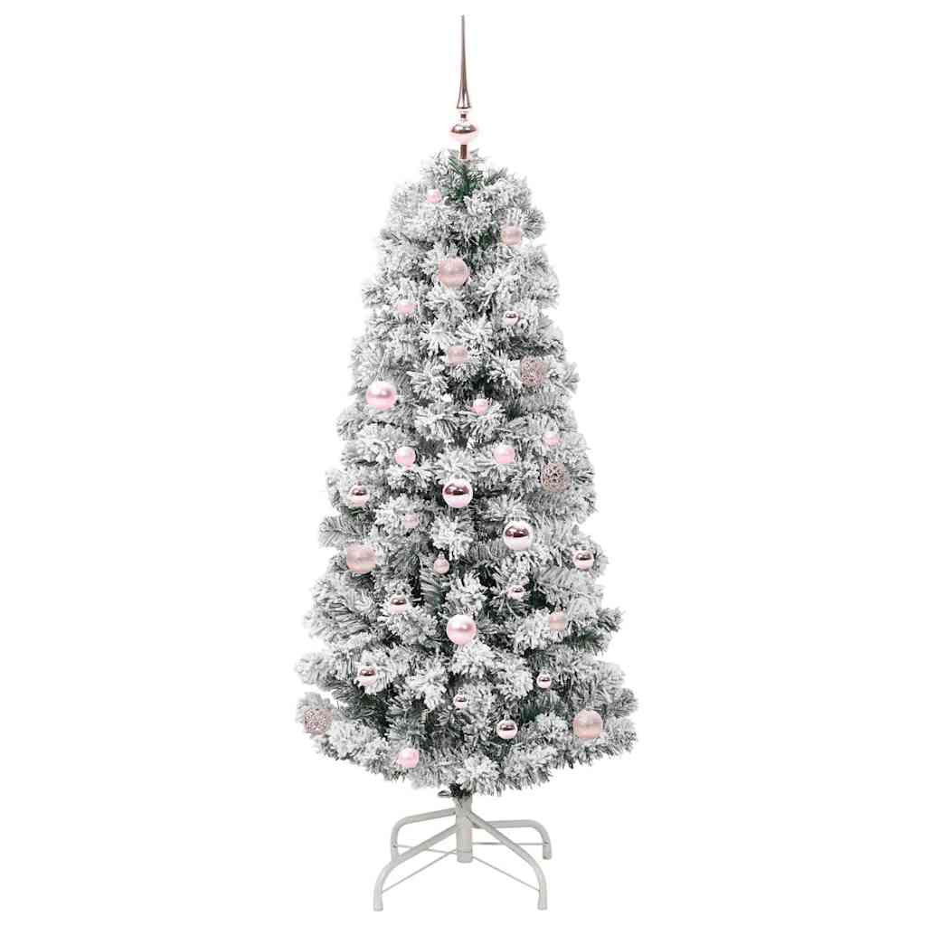 Albero di Natale Artificiale con Rami Pieghevoli Verde e Bianco