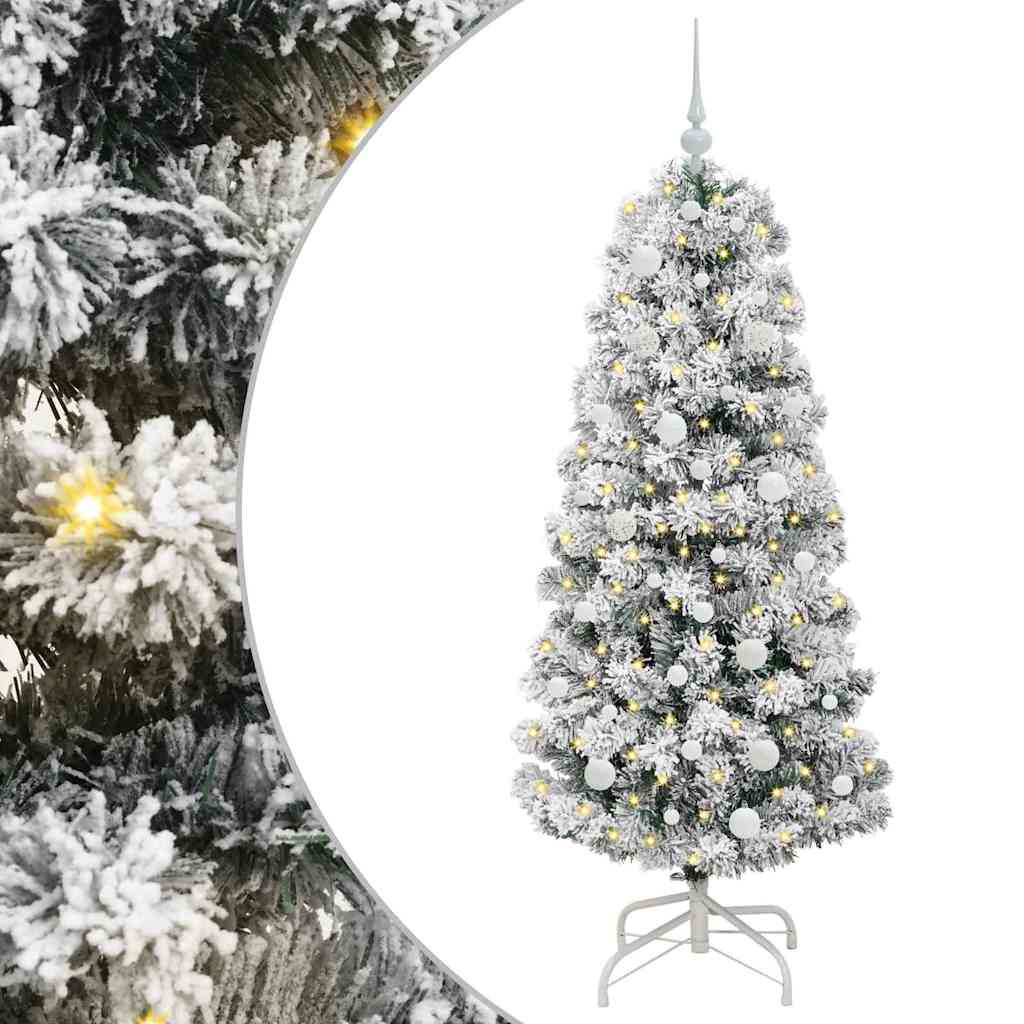 Albero di Natale Artificiale con Rami Pieghevoli Verde e Bianco