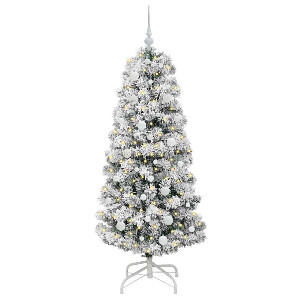 Albero di Natale Artificiale con Rami Pieghevoli Verde e Bianco